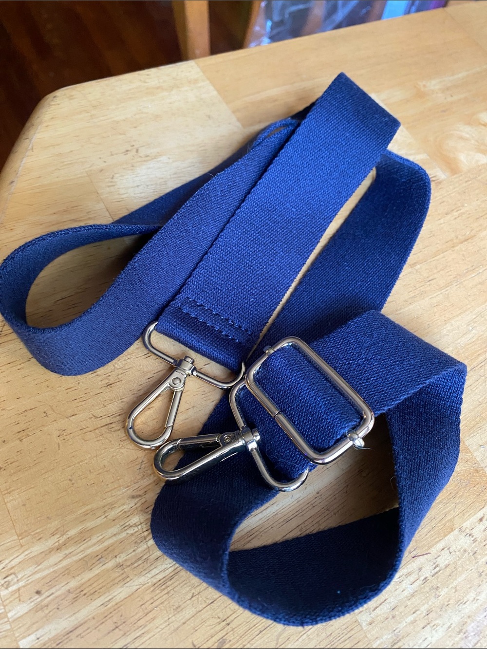 Navy blue color gold tone hardware strap for bag 21-42”